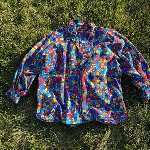 VTG Wilroy Limited Edition Womens Shirt Size 16 80’s Art To Wear Vibrant Color